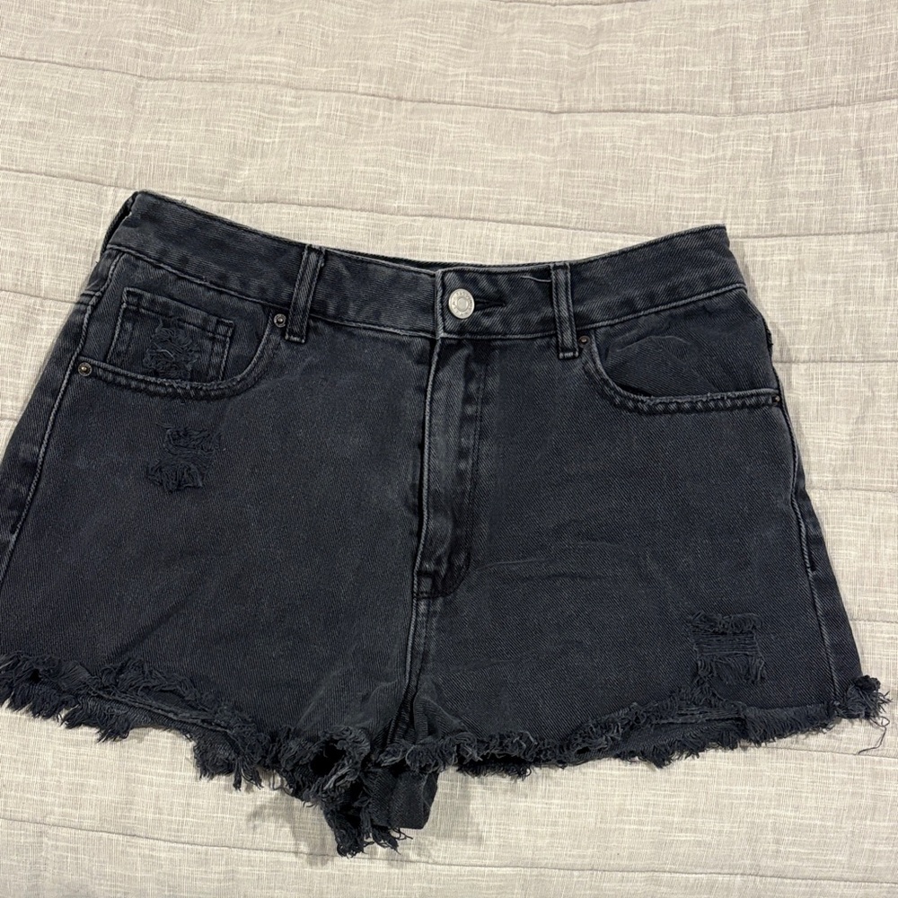 PacSun Black Distressed Denim Jean Shorts